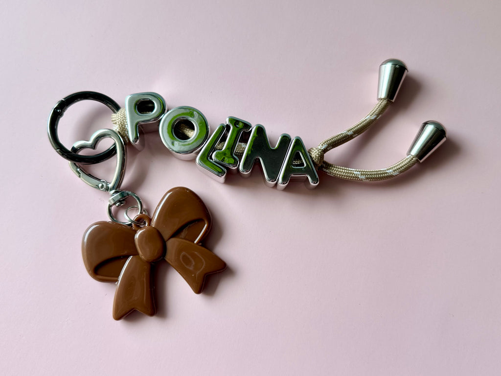 Silver Ribbon Name Keyring