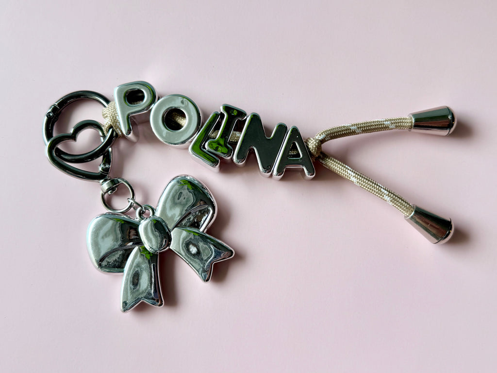 Silver Ribbon Name Keyring