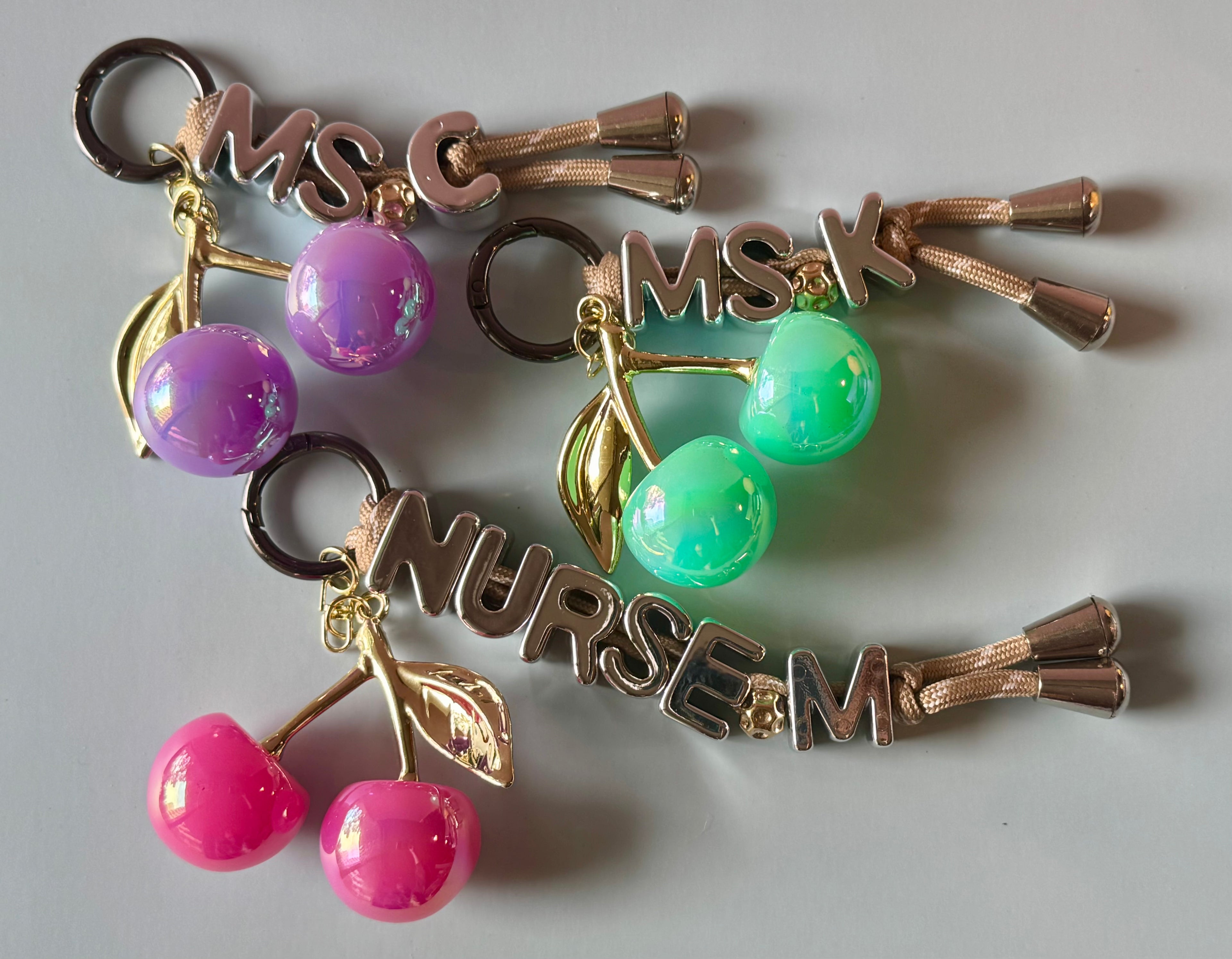 Gold Cherry Name Charm