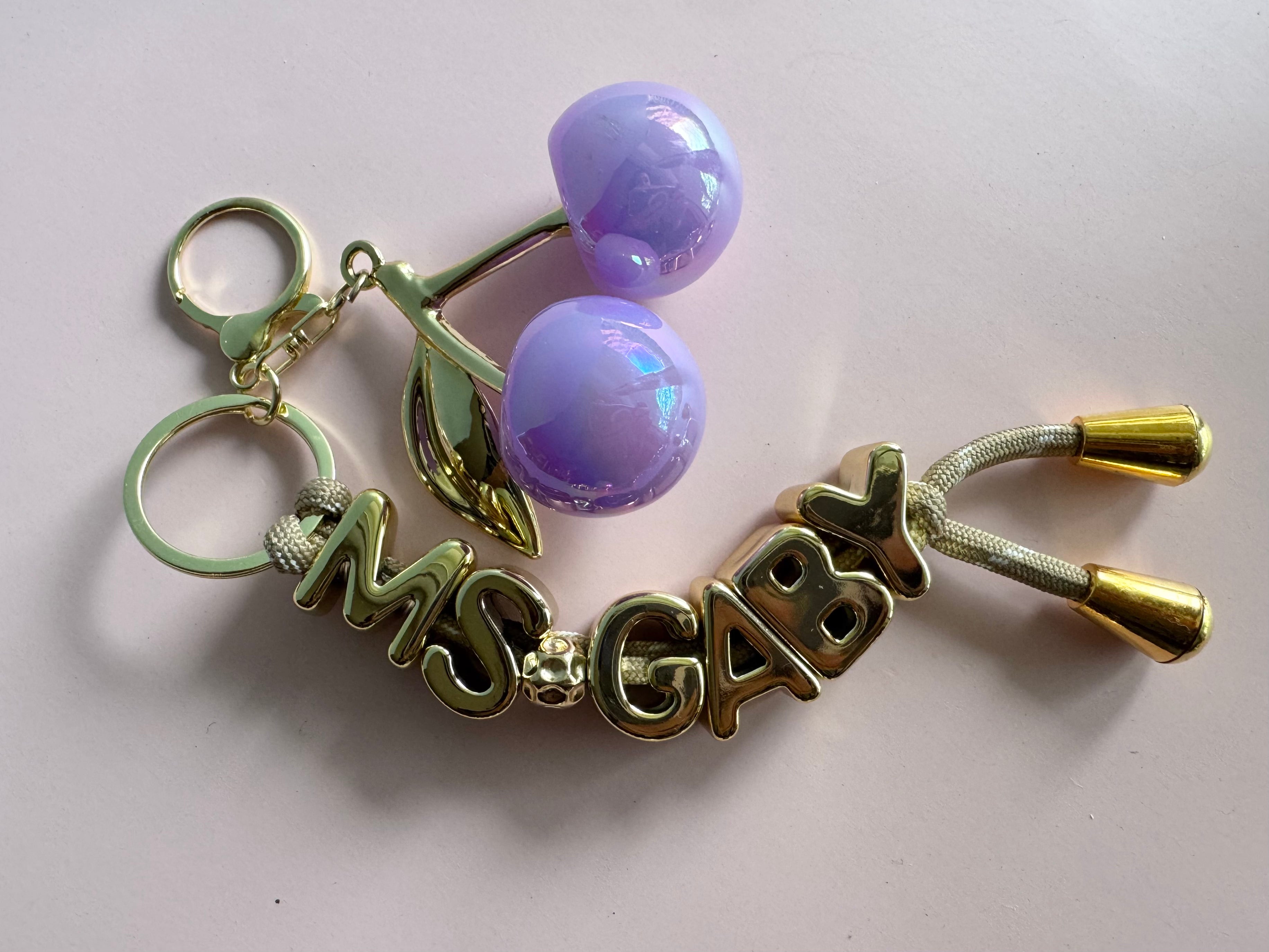 Gold Cherry Name Charm