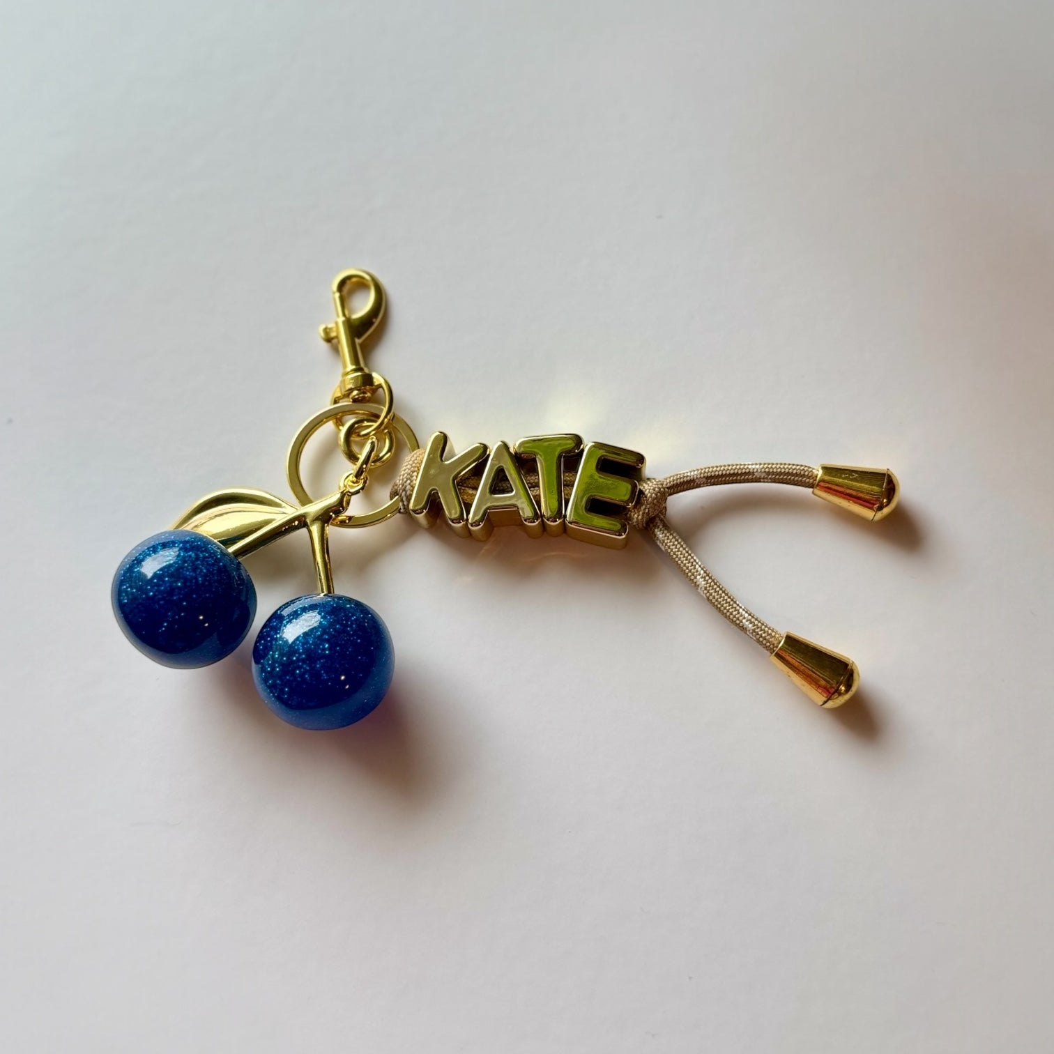 Gold Cherry Name Charm