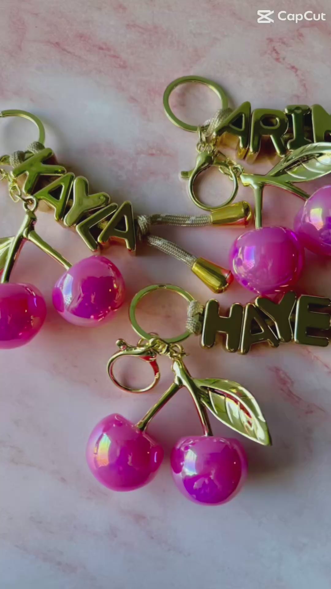 Gold Cherry Name Charm